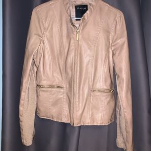 Faux leather pink jacket with zipper size medium